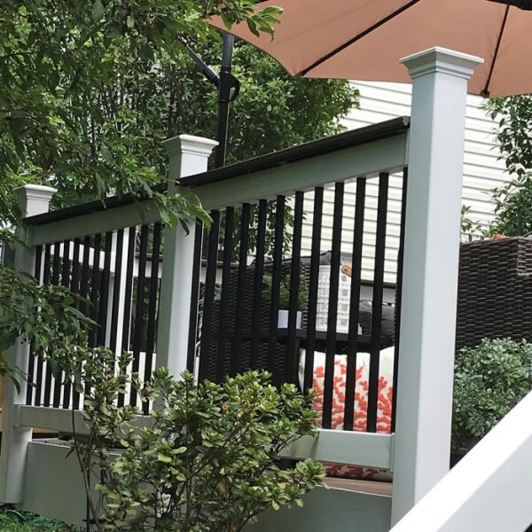 Halton White vinyl railing umbrella alternate angle