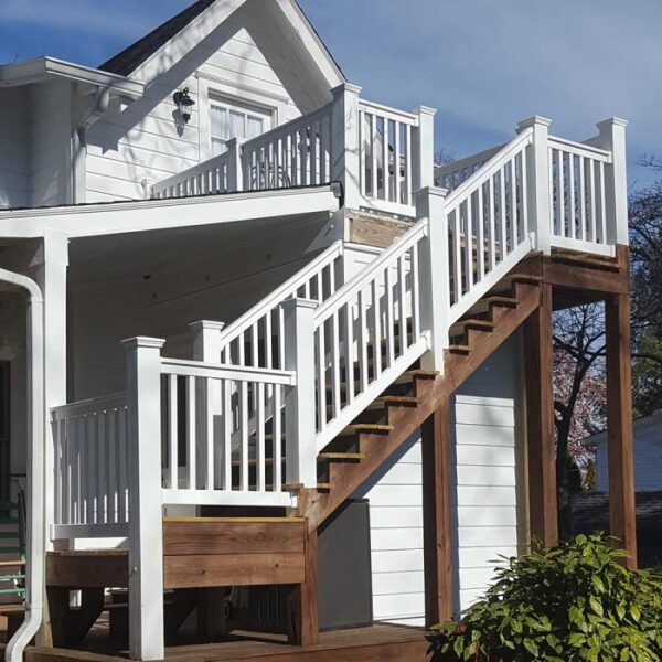 Harrington White vinyl railing tall stairs