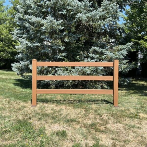 3 rail cedar woodgrain ranch rail standalone panel